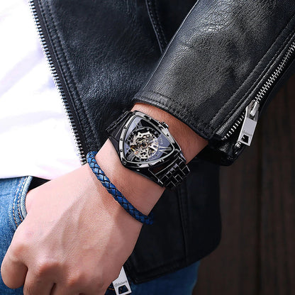 "COUGAR" Skeleton Black Automatic Watch