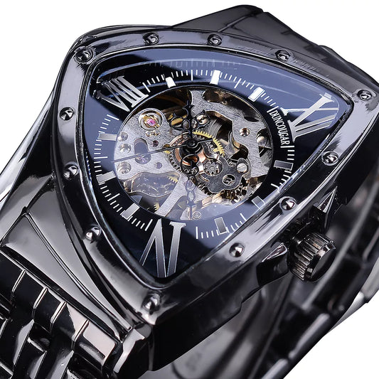 "COUGAR" Skeleton Black Automatic Watch