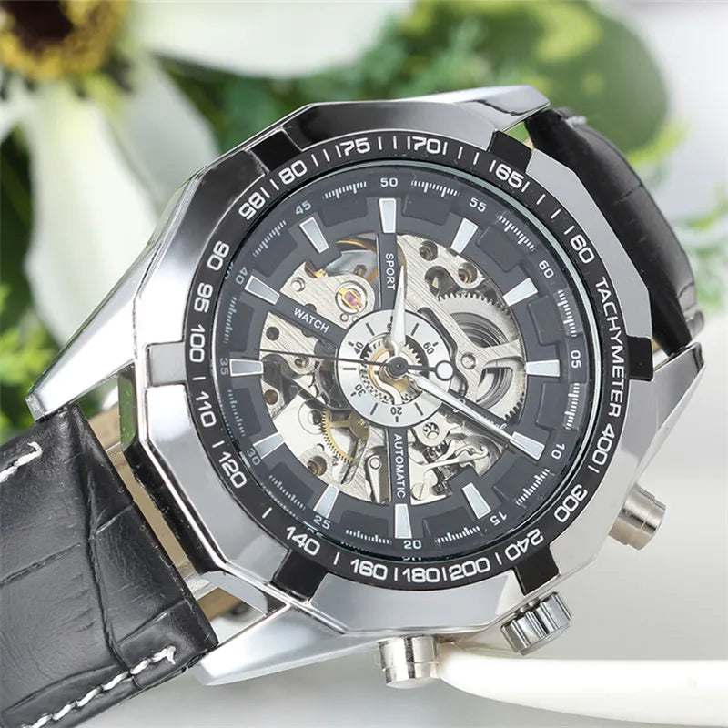 LANCARDO Skeleton Watch - Automatic Mechanical Sport Watch