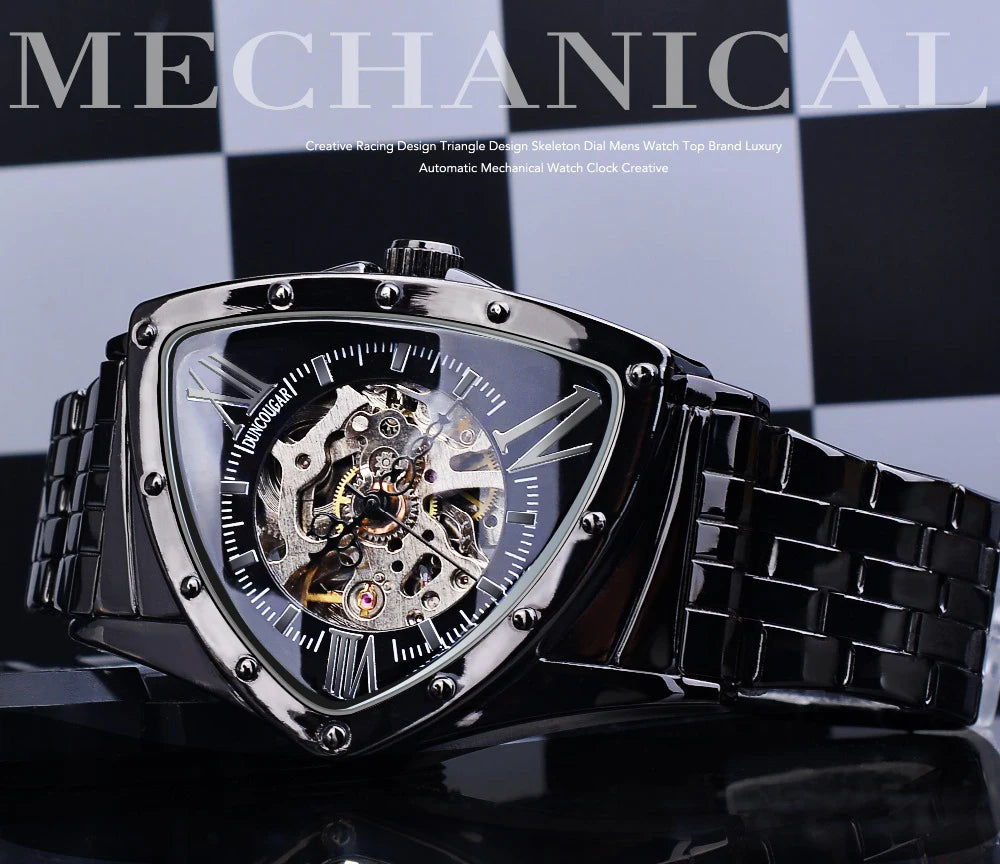 "COUGAR" Skeleton Black Automatic Watch