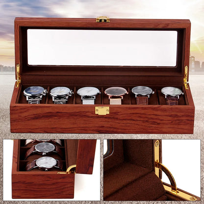 6/10/12 Slots Wooden Watch Display Case