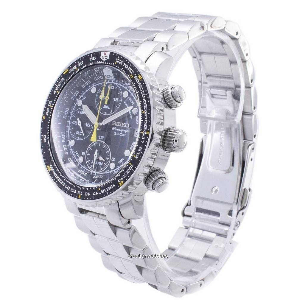 Seiko Flightmaster SNA411P1 Pilot's Flight Alarm Chronograph Men's Watch