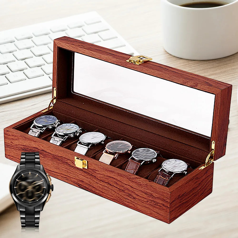 6/10/12 Slots Wooden Watch Display Case