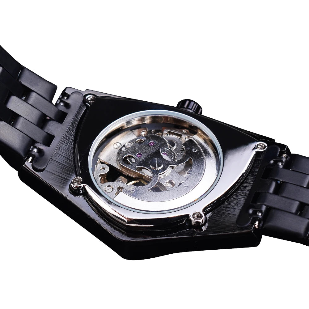 "COUGAR" Skeleton Black Automatic Watch